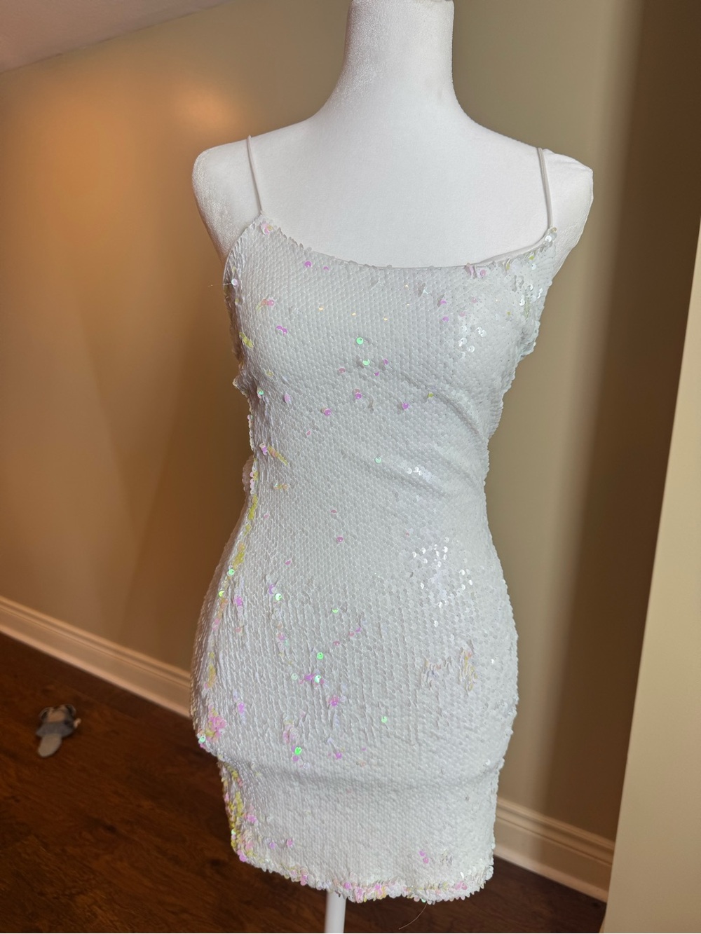 Lucy in the Sky White Iridescent Sequin Mini Dress